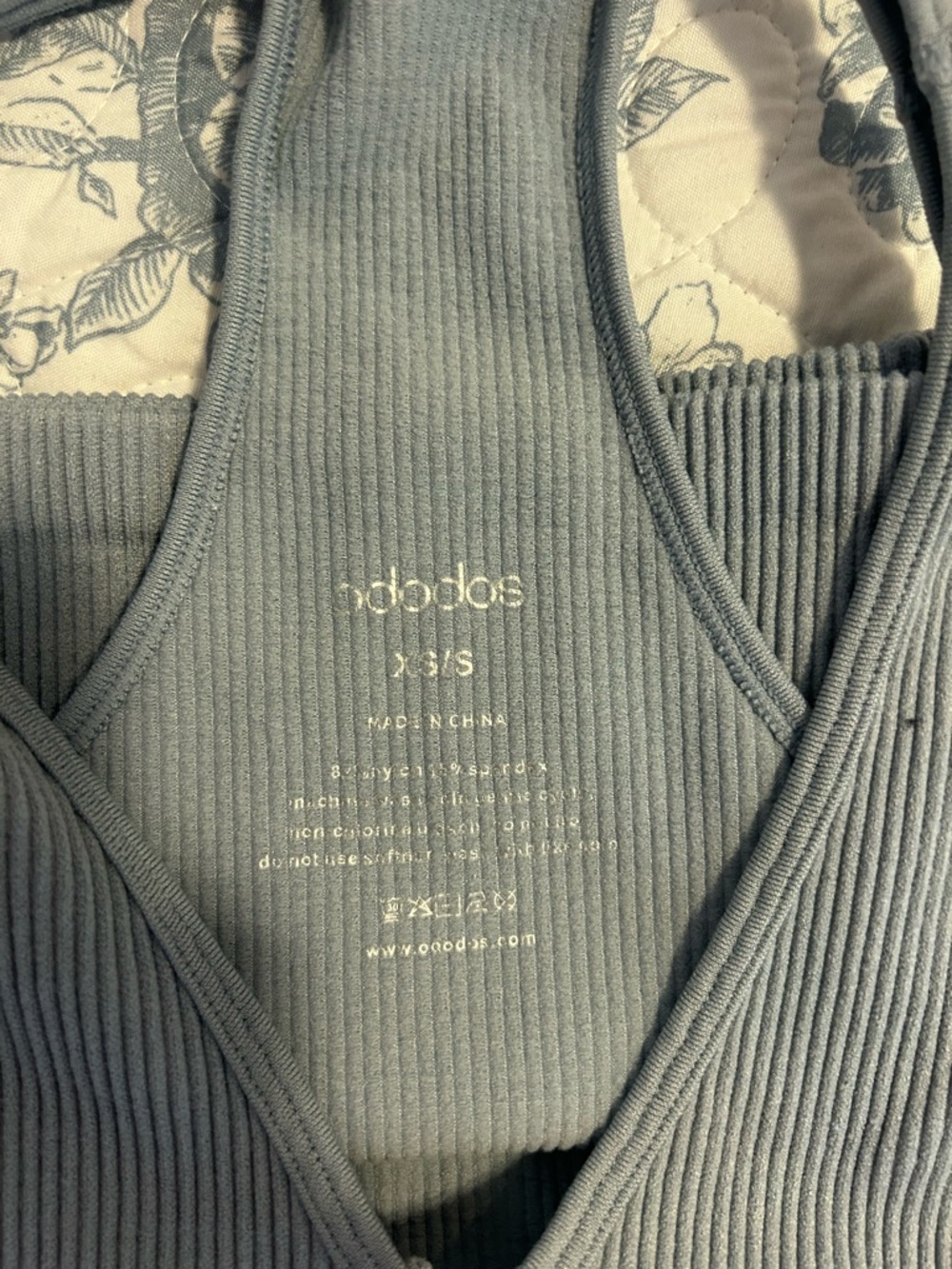Ododos Ribbed Racerback Crop Tank - Gray - Picture 3 of 3
